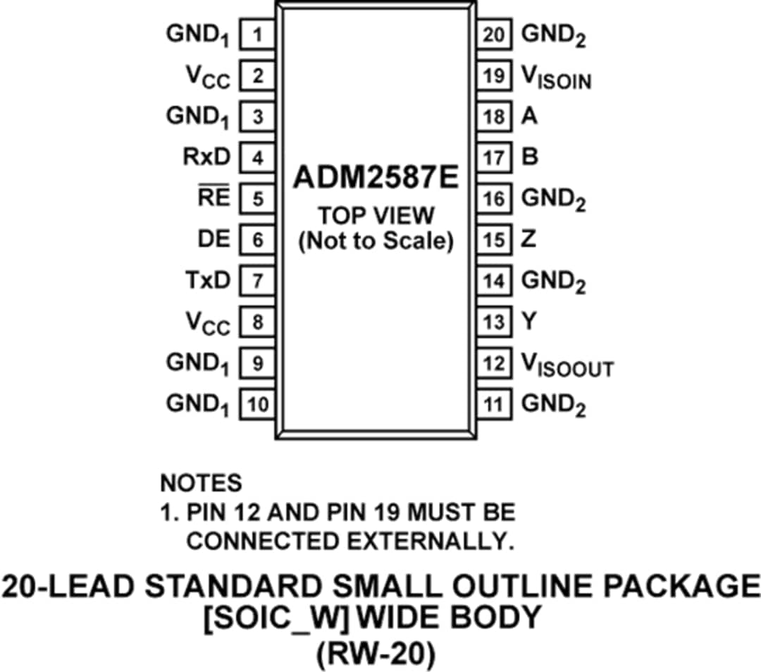 Mechanical Drawing - Analog Devices Inc. ADM2587E Isolated RS-485 Transceiver Mechanical Drawing - Analog Devices Inc. ADM2587E Isolated RS-485 Transceiver