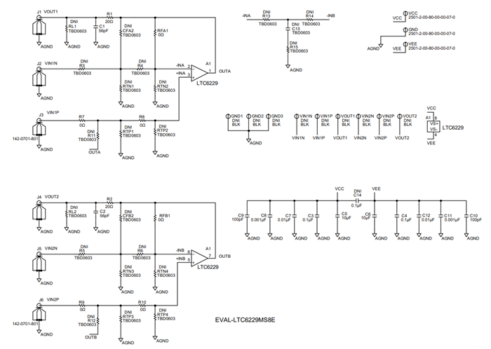 Schematic - Analog Devices Inc. EVAL-LTC6229MS8E Eval Board Schematic - Analog Devices Inc. EVAL-LTC6229MS8E Eval Board